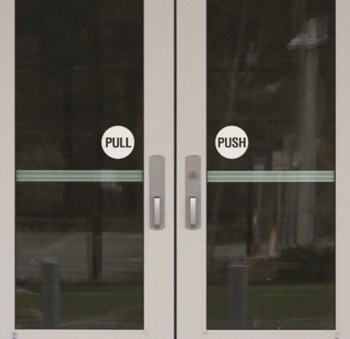 push pull door window sticker