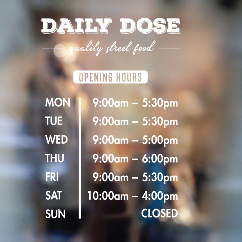 Opening Hours Signs | Urban Artwork